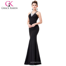 Grace Karin Longueur de sol Perles Robe formelle Robe de soirée courte noir Bodycon CL6157